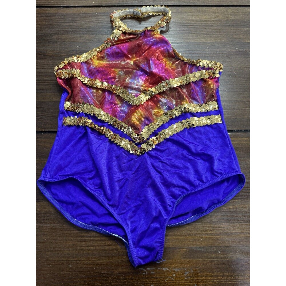 Weissman Dance Costume Child Purple Gold Pink Leotard XLC